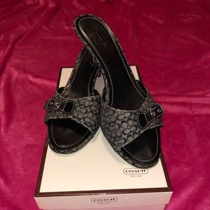 Coach slip on sandals 2in heel size 8.5